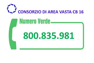 Attivazione numero Verde CAV CB16 - disattivazione vecchie linee telefoniche sportelli TARI